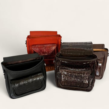 Premium crocodile shell pouch with rugged exotic leather finish by Summit & Selva